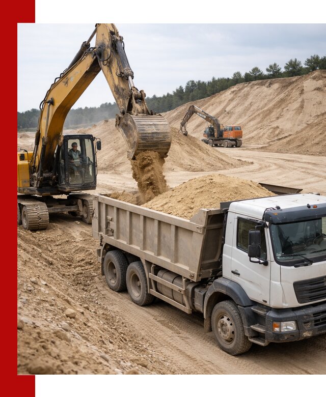 Доставка карьерного песка с самосвалами и разгрузкой в Белогорске