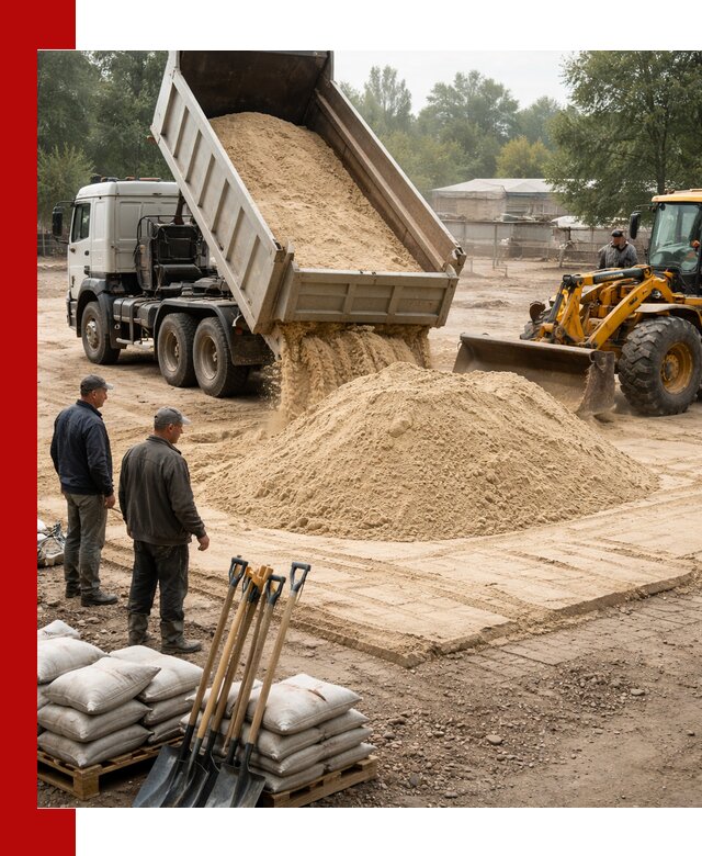 Доставка мытого песка в Белогорске с самосвалами по выгодной цене