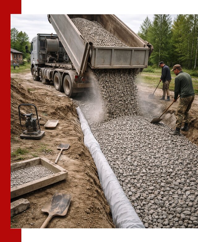 Гравий для дренажа с доставкой в Белогорске качественный и недорогой