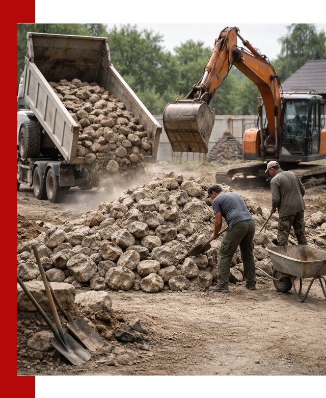 Доставка и разгрузка бутового камня в Белогорске