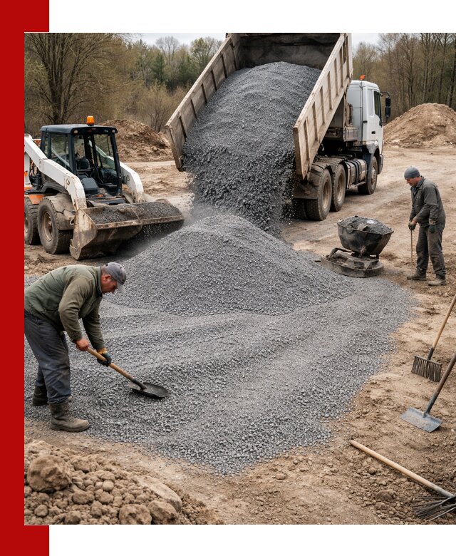 Отсев для подсыпки в Белогорске — доставка и подсыпка на участок