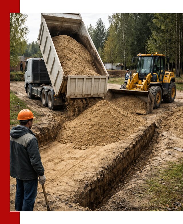 Доставка песчаного грунта в Белогорске для строительных работ
