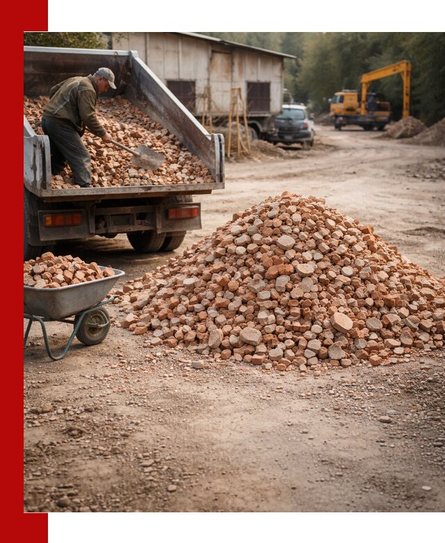 Доставка и подушка из боя кирпича с разгрузкой в Белогорске