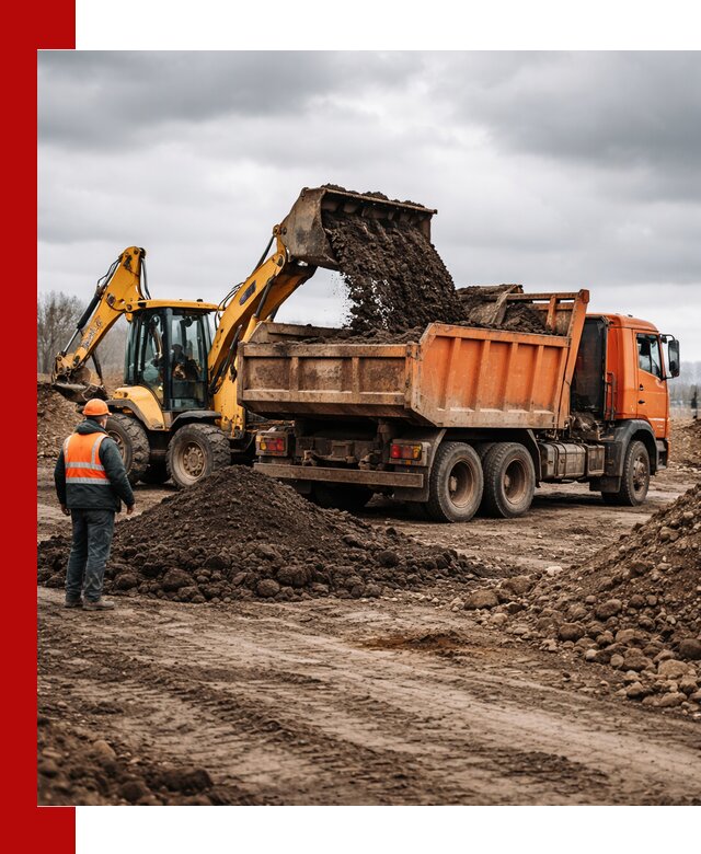 Вывоз грунта и строительного мусора в Белогорске грузовыми самосвалами