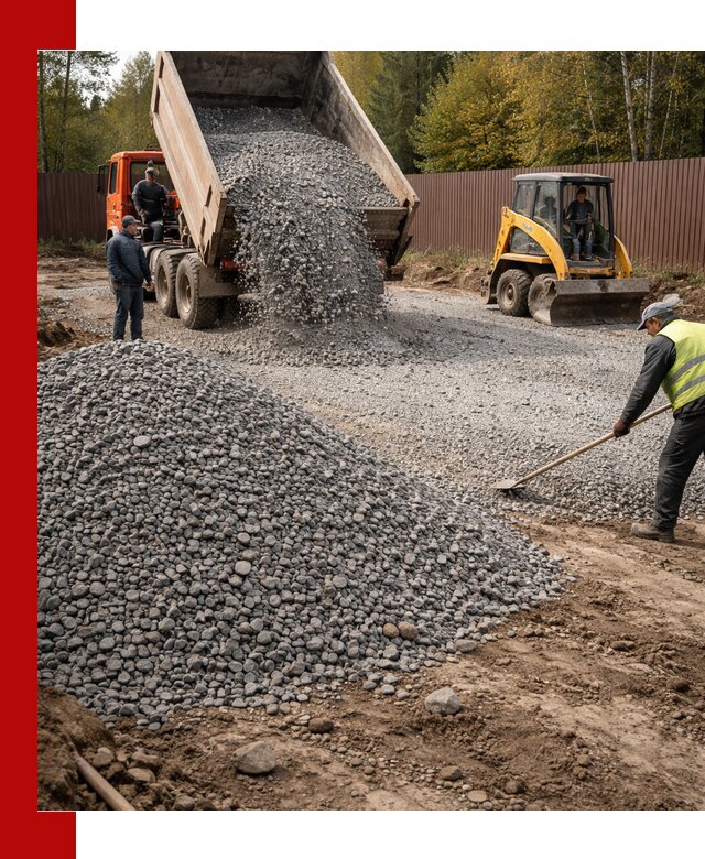 Отсыпка участка щебнем с доставкой и уплотнением в Белогорске